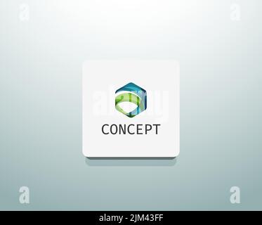 Abstract logo design, wave shape hexagon. Business concept Stock Vector
