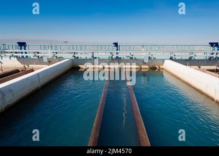 Tanks at a Water treatment plant in Arequipa, Peru Stock Photo