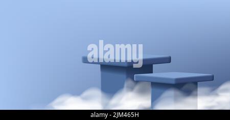 Blue background with 3d podium, pillar shapes Stock Vector