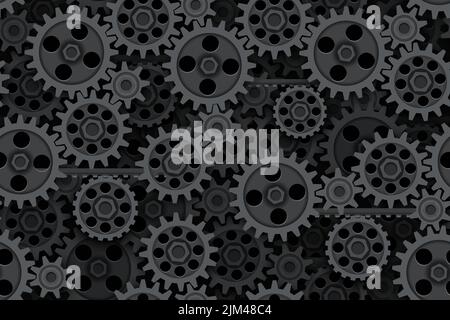 Seamless gears pattern tech background. Industrial mechanics texture. Layered web page fill backdrop. Technology wrapping paper design. Stock Vector
