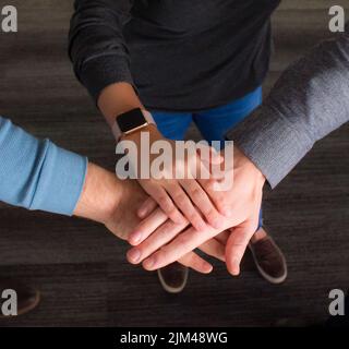 Group Of A People Stacking Hands Together On White Background Stock ...