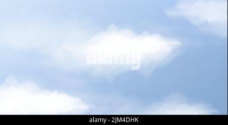 Clouds realistic background, blue sky with white fluffy clouds Stock Vector