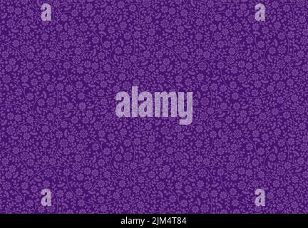 Seamless vector damask purple violet texture. Blossom floral pattern, flower leaves branches lavender color background. Wrapping paper design Stock Vector