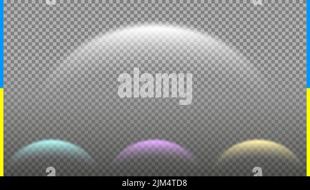 Semitransparent energetic shield. Protective dome screen glow light effect on transparent background. Stock Vector