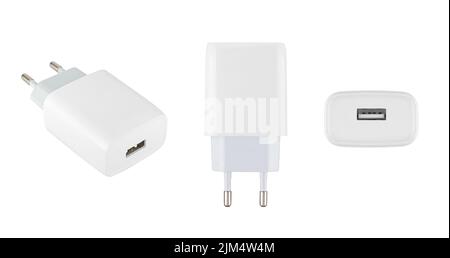power adapter for phone tablet, phone accessory, on white background in and Stock Photo