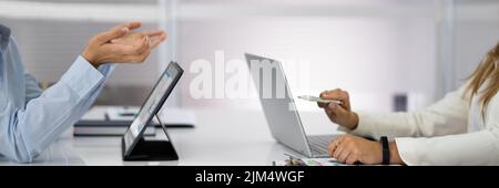 Business Teamwork Brainstorming Discussion In Corporate Office Stock Photo