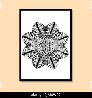 Black Mandala Wall Art. Black and White Bedroom Wall Decor Boho Living Room Wall Art, Mandala Wall Decor Mandala Poster. Vector illustration. Stock Vector