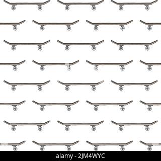 Vector seamless pattern of hand drawn doodle sketch colored skateboard isolated on white background Stock Vector