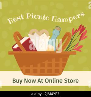Best picnic hampers, buy now at online stores Stock Vector