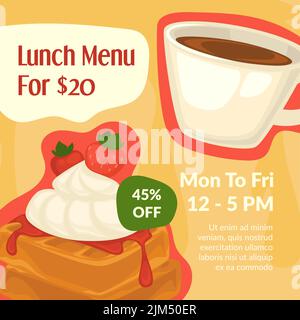 Lunch menu on sale, discount on meal combination Stock Vector