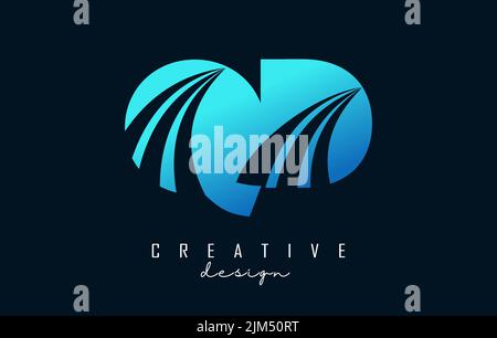 Creative blue letter QD q d logo with leading lines and road concept design. Letters with geometric design. Vector Illustration with letter and creati Stock Vector