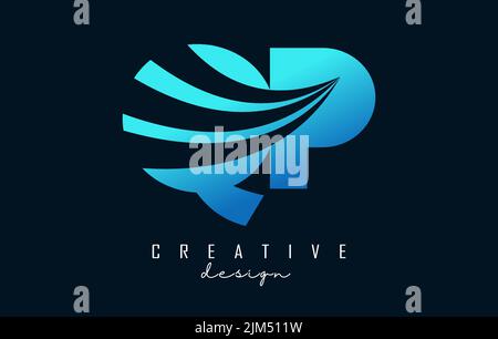 Creative blue letter QP q p logo with leading lines and road concept design. Letters with geometric design. Vector Illustration with letter and creati Stock Vector