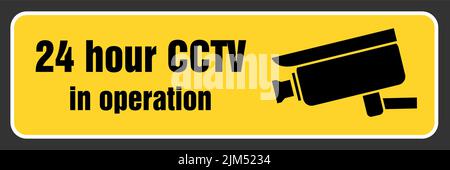 CCTV in operation warning sign. Vector sticker design for CCTV warning. Stock Vector
