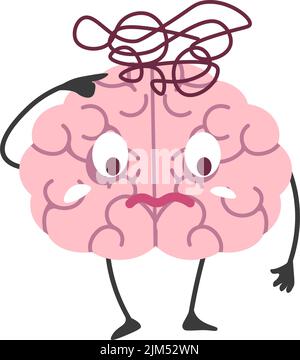 Puzzled brain, confused and baffled mind character Stock Vector
