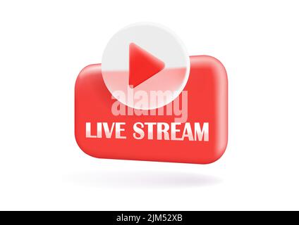 Unique realistic social media live streaming 3d icon design isolated on background. Stock Vector