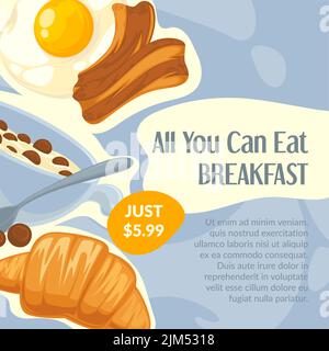 You can east breakfast at reduced price banner Stock Vector