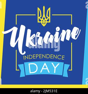 Happy Independence Day, Ukraine Creative congrats. Ukrainian holiday. Isolated abstract graphic design template. White, yellow and blue colors. Stock Vector