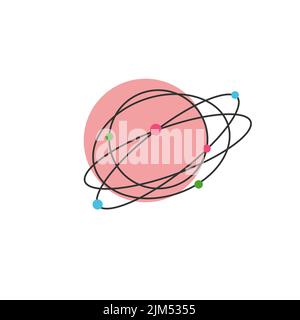 Orbit logo, cosmos and planet round icon. Universe pictogram, world symbol. Networking logotype Stock Vector