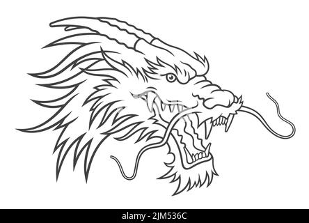 Sketch of dragon head. Vector illustration Stock Vector