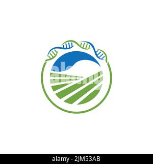 Agricultural biotechnology logo design. Dna Farm Icon Logo Design Element vector Stock Vector
