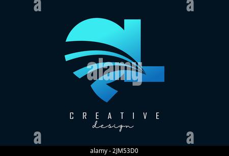 Creative blue letter OL o l logo with leading lines and road concept ...