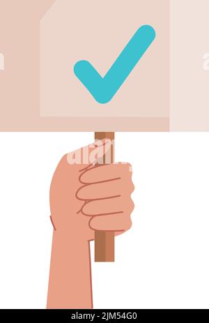 hand with banner check Stock Vector