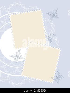 Photobook Collage frame lace, butterfly . Vector illustration Stock Vector