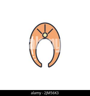 Salmon steak color line icon vector illustration. Red sea fish simple image. Piece of trout, healthy wholesome food Stock Vector