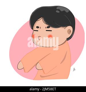 cute and handsome guy dancing anime illustration Stock Vector