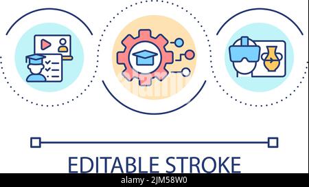 Using virtual reality in education loop concept icon Stock Vector