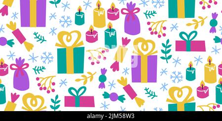 Modern winter holiday seamless pattern Stock Vector