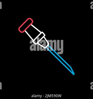 Catheter vector icon on black background. Medicine and healthcare, medical support sign. Graph symbol for medical web site and apps design, logo, app, Stock Vector