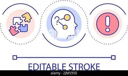 Critical thinking skills development loop concept icon Stock Vector