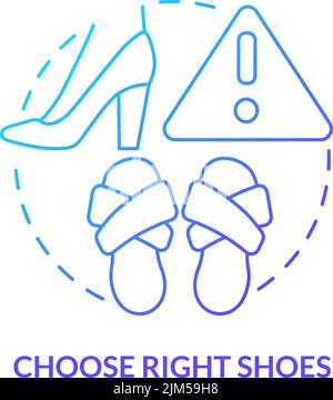 Choose right shoes blue gradient concept icon Stock Vector