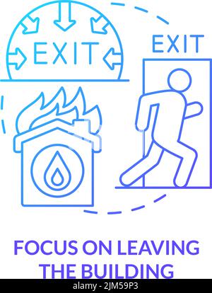 Focus on leaving building blue gradient concept icon Stock Vector