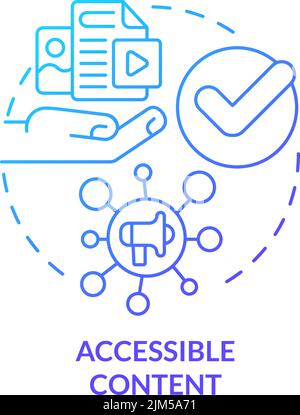 Accessible content blue gradient concept icon Stock Vector