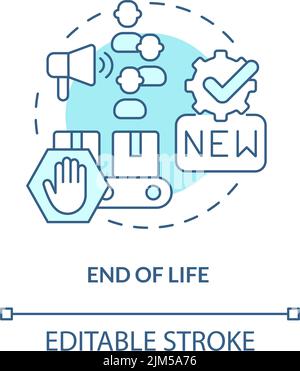 End of life turquoise concept icon Stock Vector