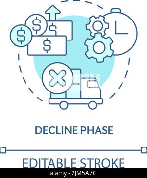Decline phase turquoise concept icon Stock Vector