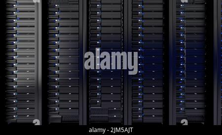 A 3D rendering of multiple computer racks in the server room Stock ...