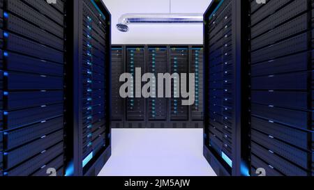 A 3D rendering of multiple computer racks in the server room Stock ...