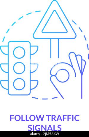 Follow traffic signals blue gradient concept icon Stock Vector