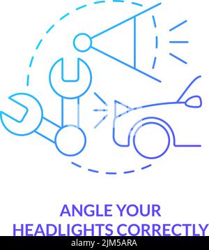 Angle your headlights correctly blue gradient concept icon Stock Vector