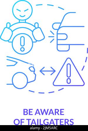 Be aware of tailgaters blue gradient concept icon Stock Vector