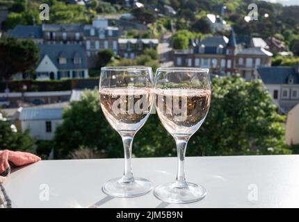 Two glasses with dry rose d'anjou wine from Loire valley, France Stock Photo