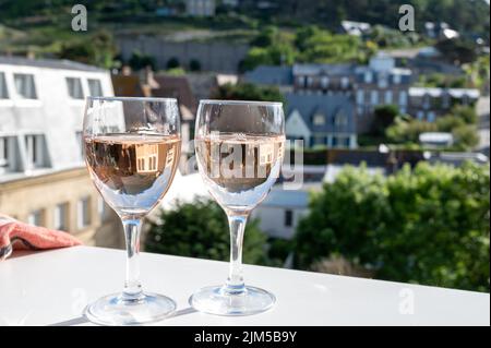 Two glasses with dry rose d'anjou wine from Loire valley, France Stock Photo