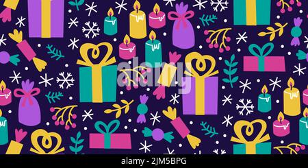 Modern winter holiday seamless pattern Stock Vector