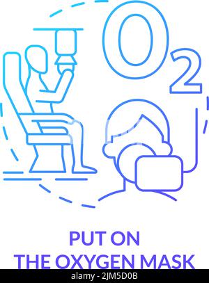 Put on oxygen mask blue gradient concept icon Stock Vector