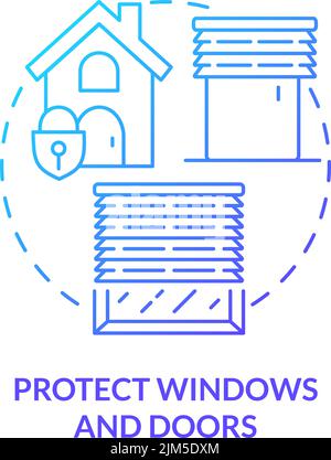 Protect windows and doors blue gradient concept icon Stock Vector