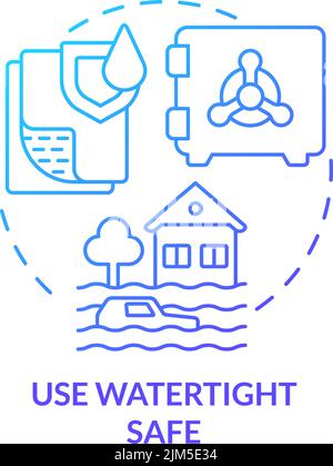 Use watertight safe blue gradient concept icon Stock Vector