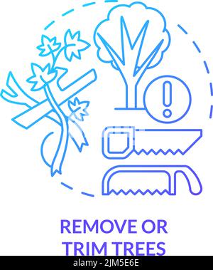 Remove and trim trees blue gradient concept icon Stock Vector